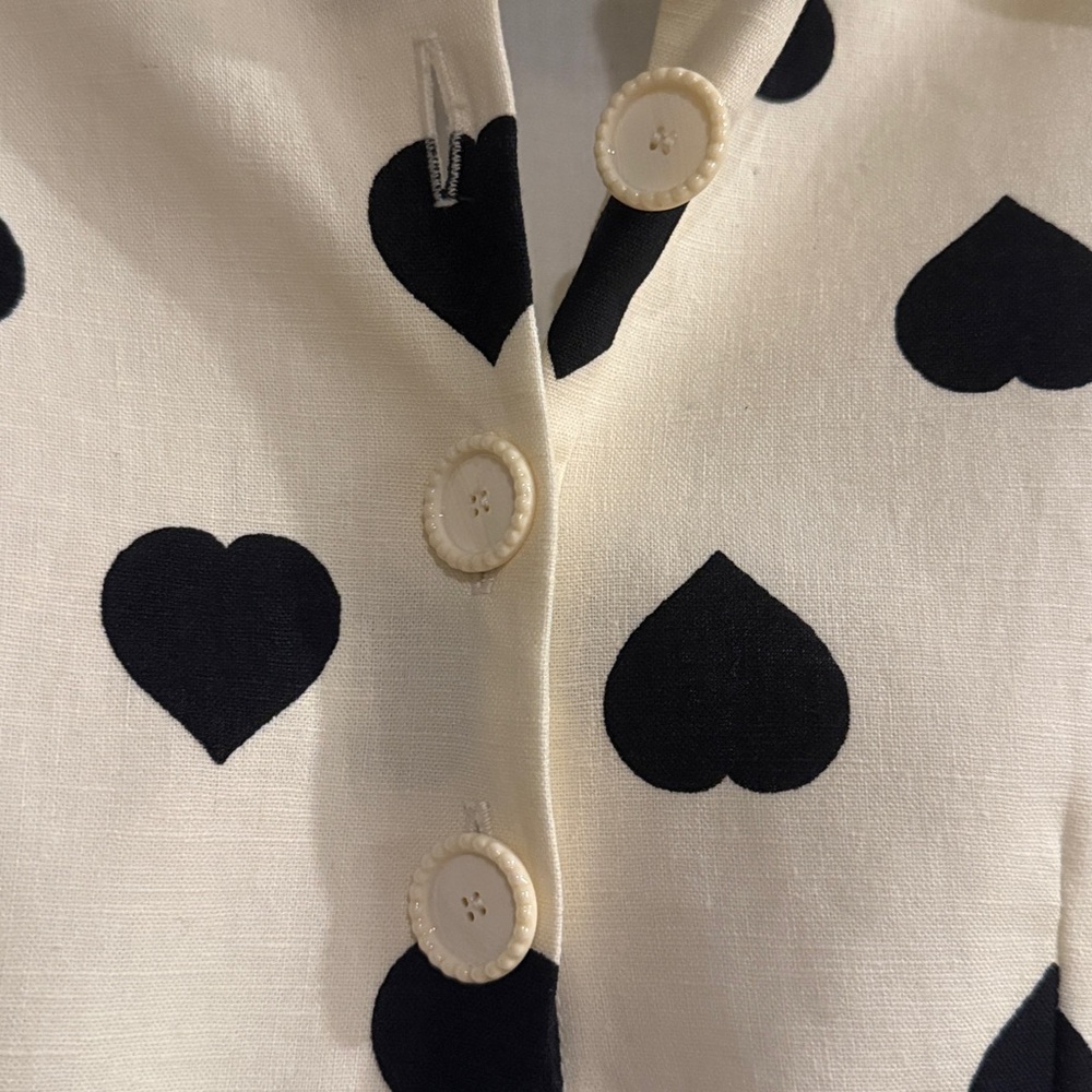 Tara Jarmon Women’s Robin Ecru with Black Polka Hearts Dress - Size 42 - Picture 6 of 10